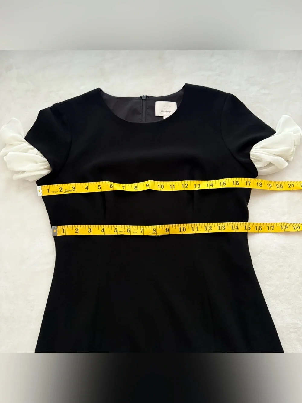 Cinq A Sept Rosaria Chiffon Ruffle Hem Sleeve Mini Dress Size 6 Black Ivory - Picture 7 of 9